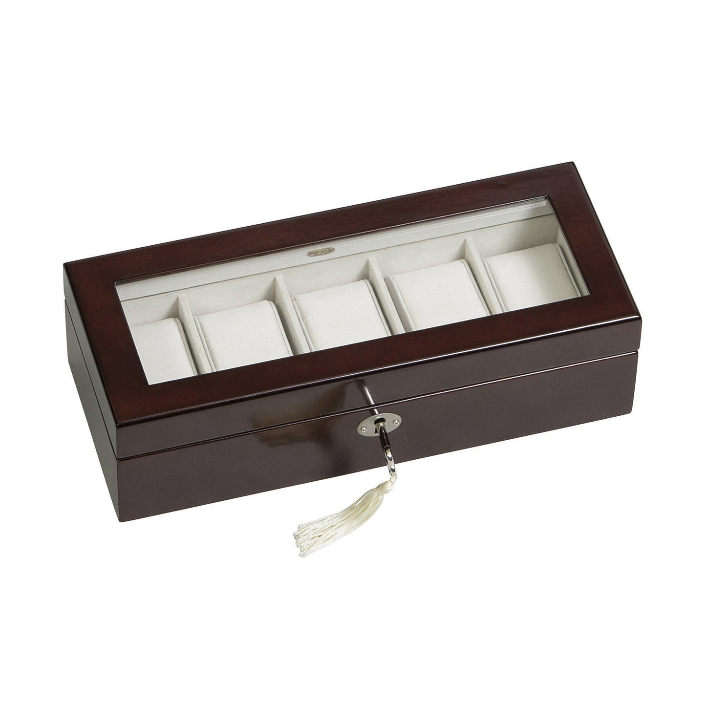 Macon Glass Top Wooden Watch Box in Mahogany Finish-Watch Box-Mele & Co.-Top Notch Gift Shop