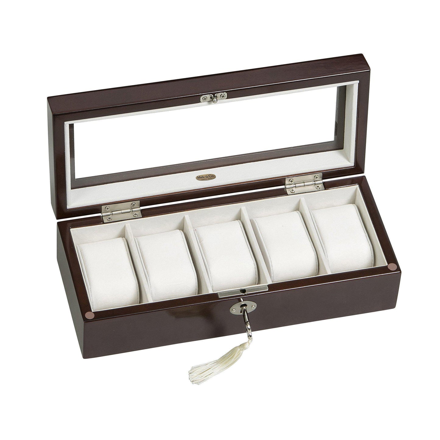 Macon Glass Top Wooden Watch Box in Mahogany Finish-Watch Box-Mele & Co.-Top Notch Gift Shop