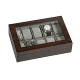 Hudson Glass Top Wooden Watch Box in Mahogany Finish-Watch Box-Mele & Co.-Top Notch Gift Shop