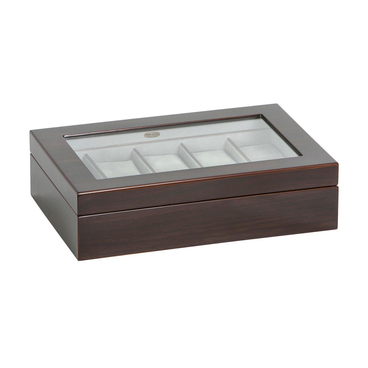 Hudson Glass Top Wooden Watch Box in Mahogany Finish-Watch Box-Mele & Co.-Top Notch Gift Shop