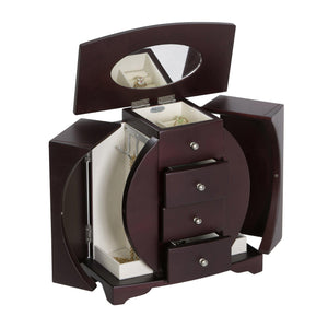 Simone Oval Cut-Out Upright Jewelry Box in Mahogany Finish-Jewelry Box-Mele & Co.-Top Notch Gift Shop