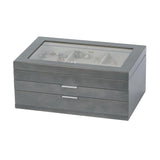 Misty Glass Top Wooden Jewelry Box in Oceanside Grey Finish-Watch Box-Mele & Co.-Top Notch Gift Shop