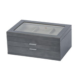 Misty Glass Top Wooden Jewelry Box in Oceanside Grey Finish-Watch Box-Mele & Co.-Top Notch Gift Shop