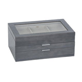 Misty Glass Top Wooden Jewelry Box in Oceanside Grey Finish-Watch Box-Mele & Co.-Top Notch Gift Shop