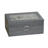 Misty Glass Top Wooden Jewelry Box in Oceanside Grey Finish-Watch Box-Mele & Co.-Top Notch Gift Shop