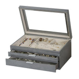 Misty Glass Top Wooden Jewelry Box in Oceanside Grey Finish-Watch Box-Mele & Co.-Top Notch Gift Shop