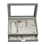 Misty Glass Top Wooden Jewelry Box in Oceanside Grey Finish-Watch Box-Mele & Co.-Top Notch Gift Shop