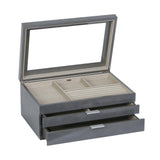 Misty Glass Top Wooden Jewelry Box in Oceanside Grey Finish-Watch Box-Mele & Co.-Top Notch Gift Shop