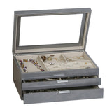 Misty Glass Top Wooden Jewelry Box in Oceanside Grey Finish-Watch Box-Mele & Co.-Top Notch Gift Shop