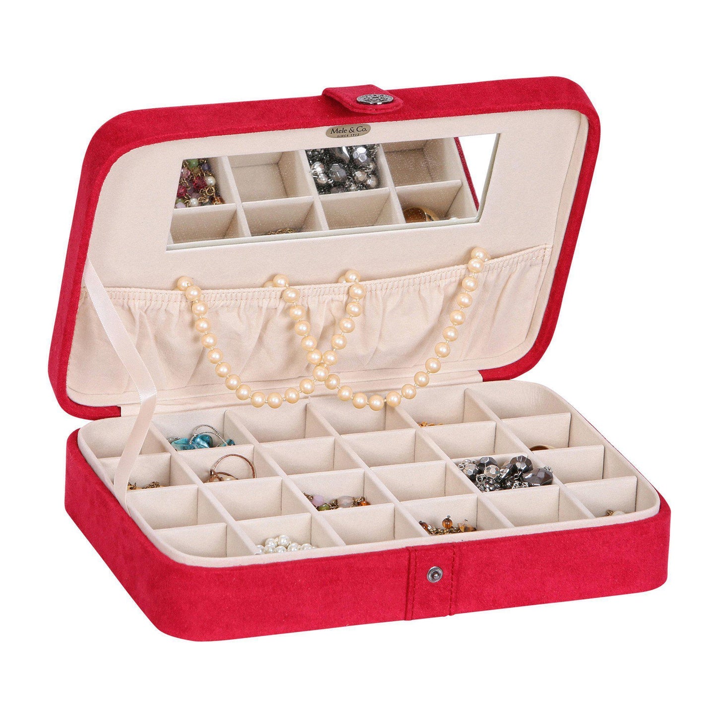 Rene - Plush Travel Jewelry Box in Red-Jewelry Box-Mele & Co.-Top Notch Gift Shop