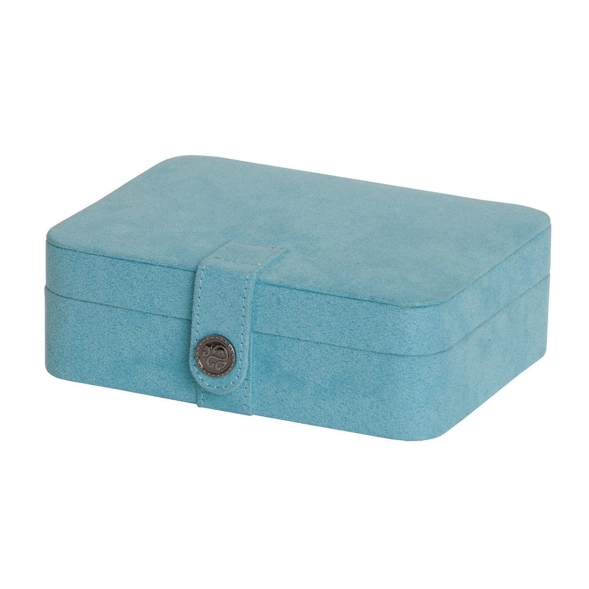 Giana - Plush Fabric Jewelry Box with Lift Out Tray in Aqua-Jewelry Box-Mele & Co.-Top Notch Gift Shop