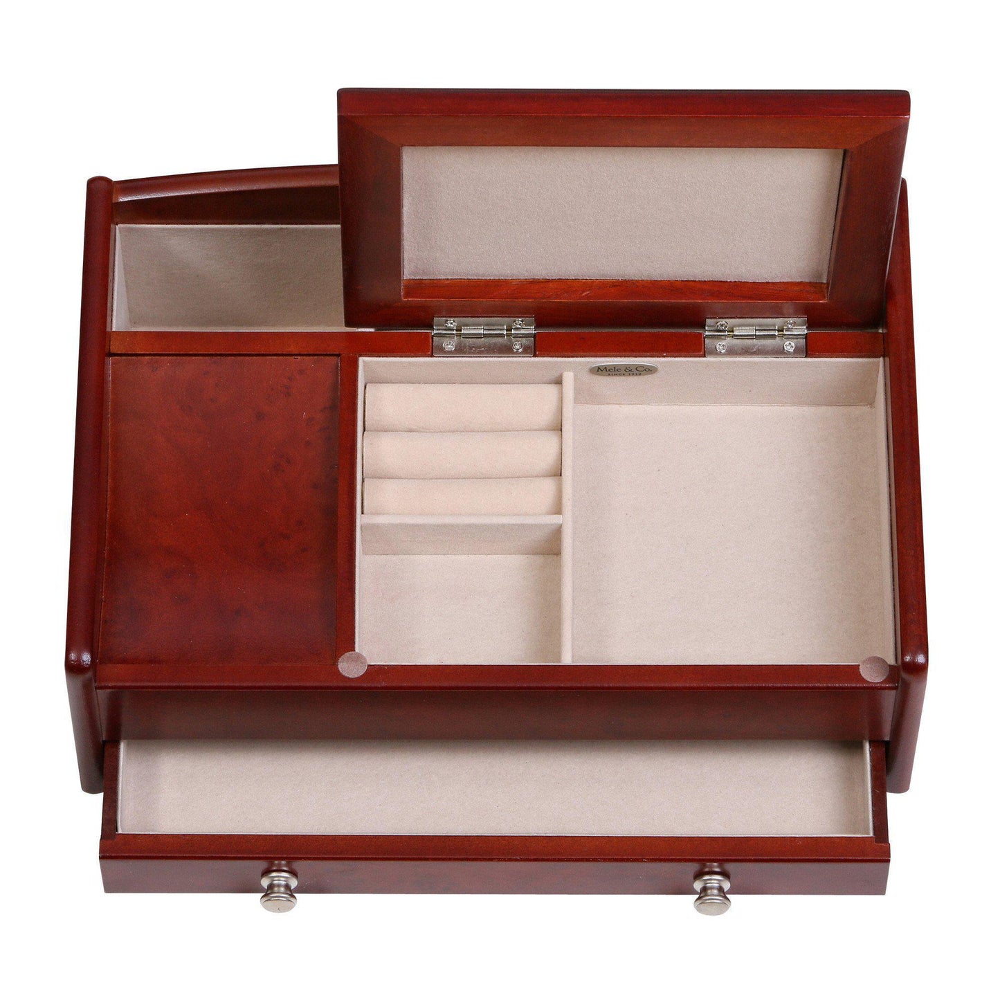 Davin Men's Dresser Top Valet in Dark Burlwood Walnut Finish-Valet-Mele & Co.-Top Notch Gift Shop