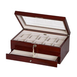 Christo Glass Top Wooden Watch Box in Walnut Finish-Watch Box-Mele & Co.-Top Notch Gift Shop