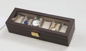 Leigh Bonded Leather Watch Box in Chocolate Brown-Watch Box-Mele & Co.-Top Notch Gift Shop