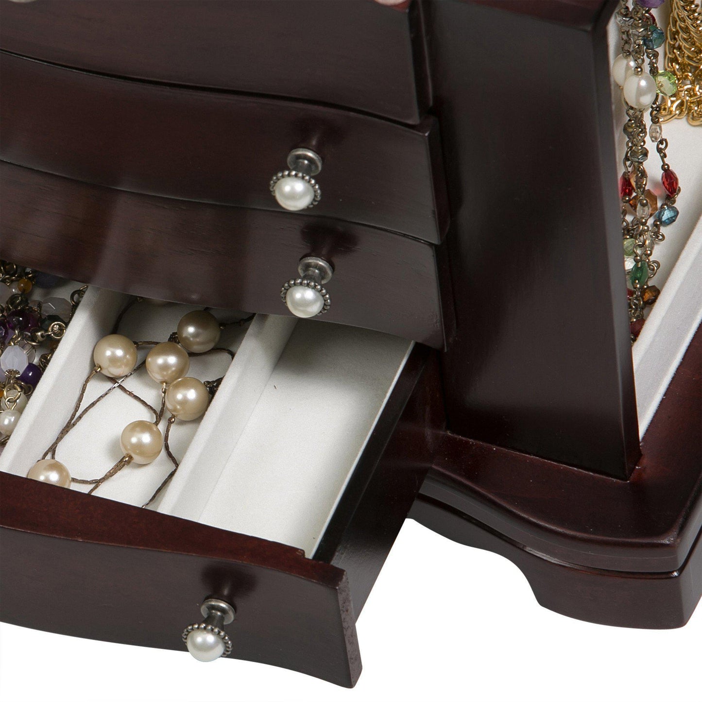 Rita - Locking Jewelry Box with Pearl Pulls in Cherry-Jewelry Box-Mele & Co.-Top Notch Gift Shop