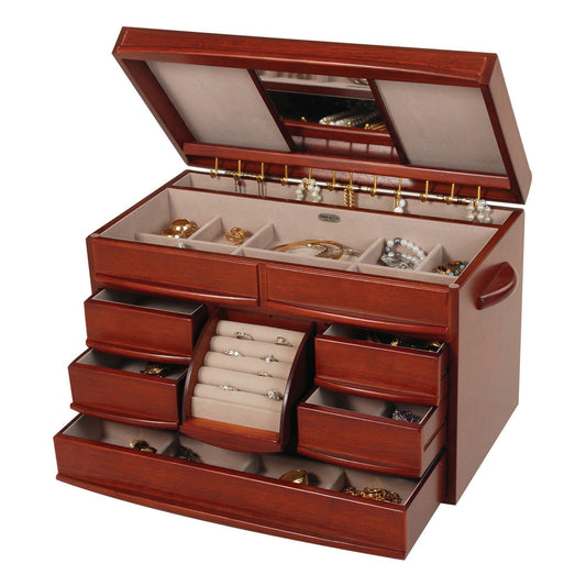 Empress Six Drawer Wooden Jewelry Box in Walnut Finish-Jewelry Box-Mele & Co.-Top Notch Gift Shop