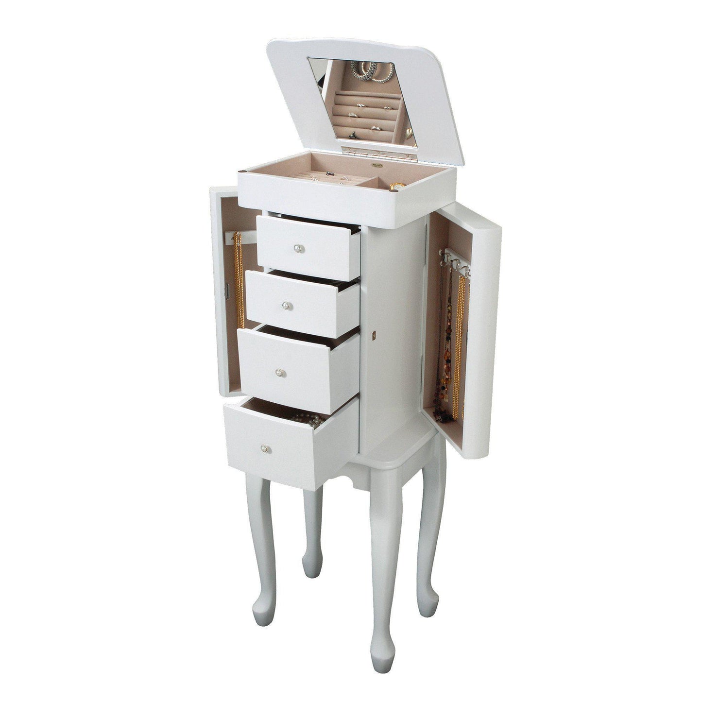 "Alexis" Jewelry Armoire in Eggshell Finish-Jewelry Box-Mele & Co.-Top Notch Gift Shop