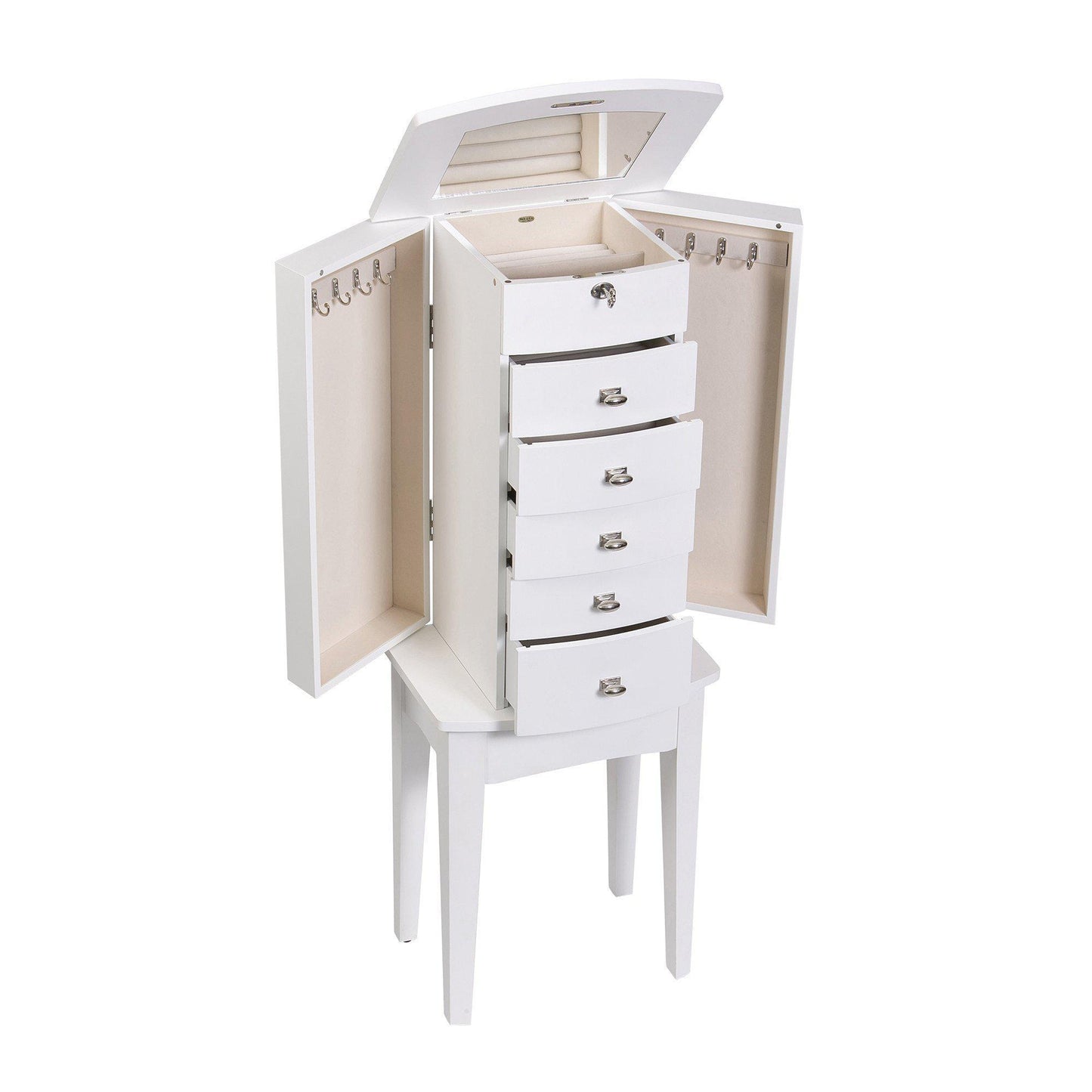 Hadley Wooden Jewelry Armoire in White-Jewelry Box-Mele & Co.-Top Notch Gift Shop