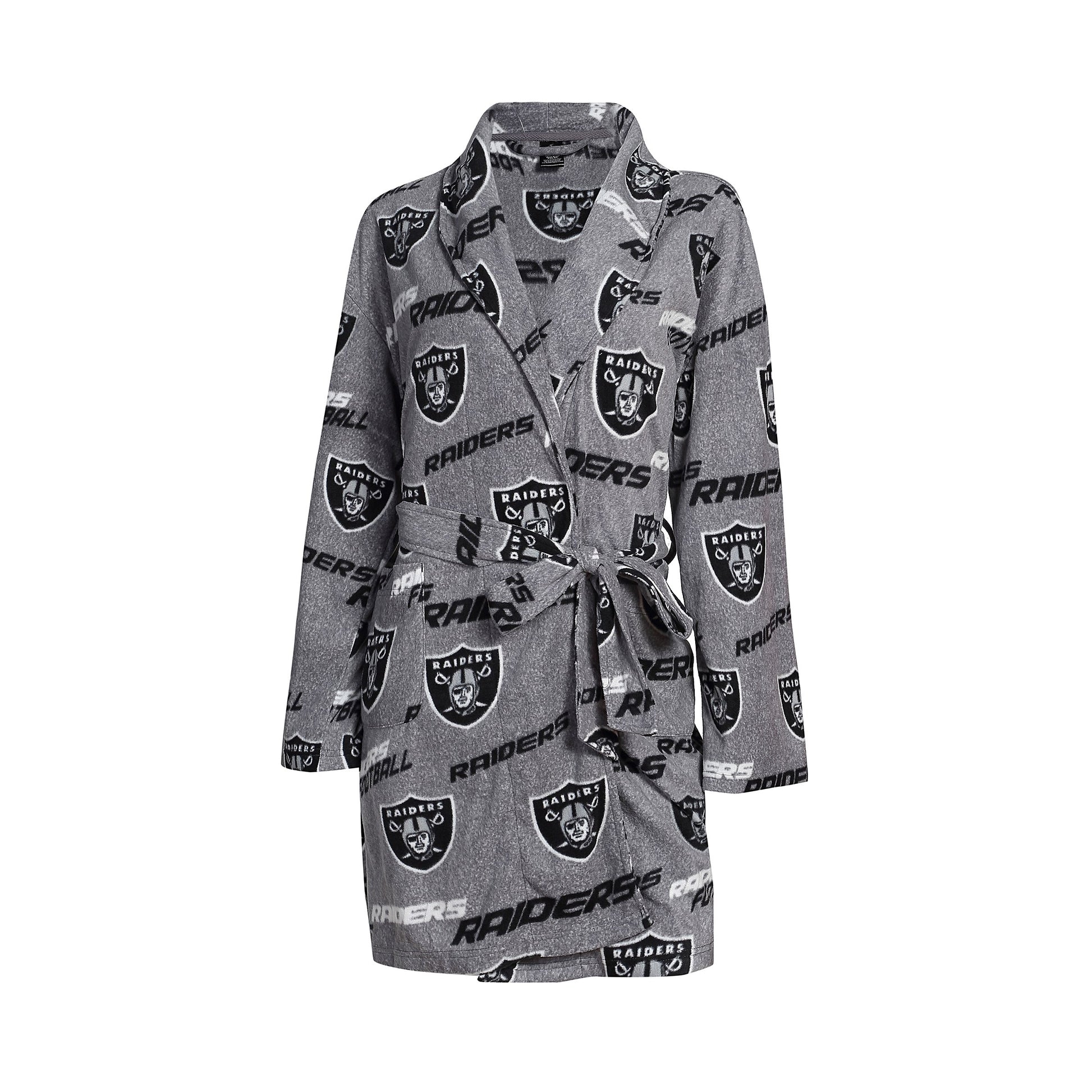 Oakland Raiders Achieve Microfleece Bathrobe in Gray-Bathrobe-Concepts Sport-Top Notch Gift Shop