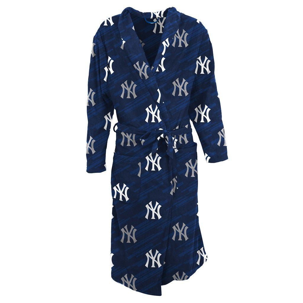 New York Yankees Grandstand Navy Microfleece Bathrobe-Bathrobe-Concepts Sport-Top Notch Gift Shop