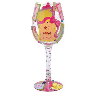 #1 Mom Wine Glass by Lolita®-Wine Glass-Designs by Lolita® (Enesco)-Top Notch Gift Shop