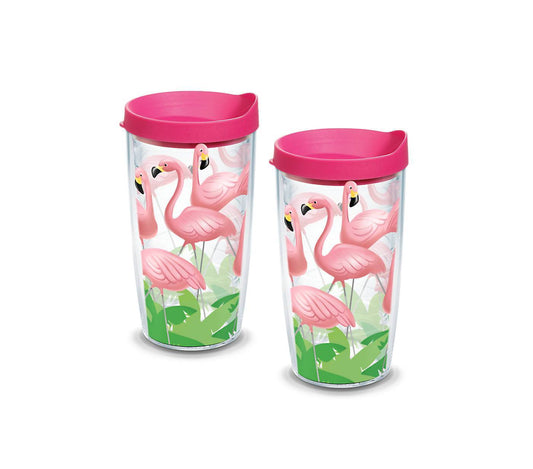 Lawn Flamingos 16 oz. Tervis Tumbler with Lid - (Set of 2)-Tumbler-Tervis-Top Notch Gift Shop