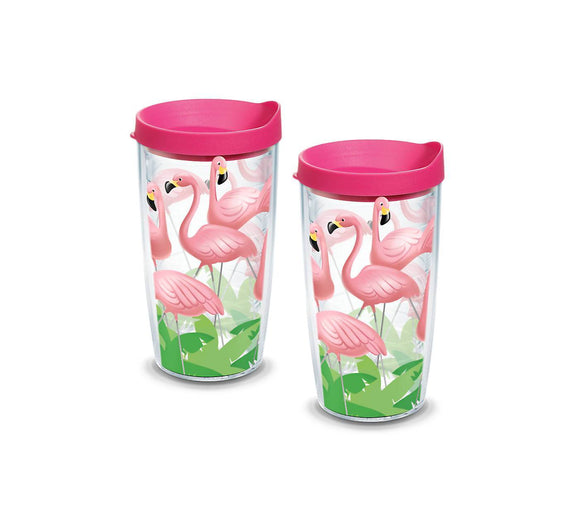 Lawn Flamingos 16 oz. Tervis Tumbler with Lid - (Set of 2)-Tumbler-Tervis-Top Notch Gift Shop