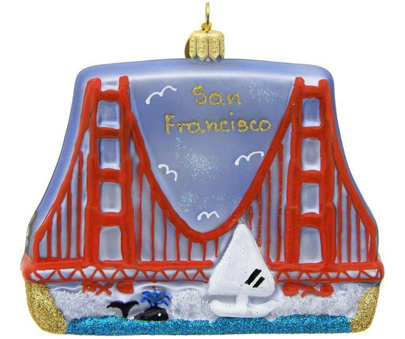 Golden Gate Bridge Blown Glass Christmas Ornament-Ornament-Landmark Creations-Top Notch Gift Shop