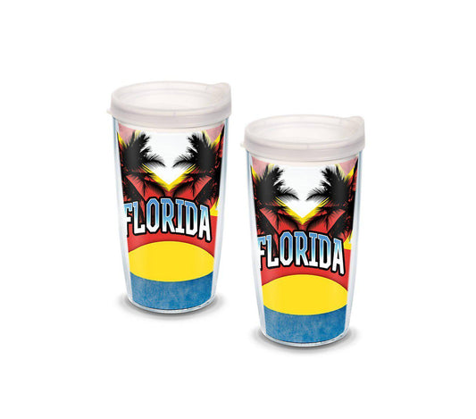 Florida Colossal State Flag 16 oz. Tervis Tumbler with Lid - (Set of 2)-Tumbler-Tervis-Top Notch Gift Shop