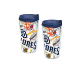 San Diego Padres All Over 16 oz. Tervis Tumbler with Lid - (Set of 2)-Tumbler-Tervis-Top Notch Gift Shop