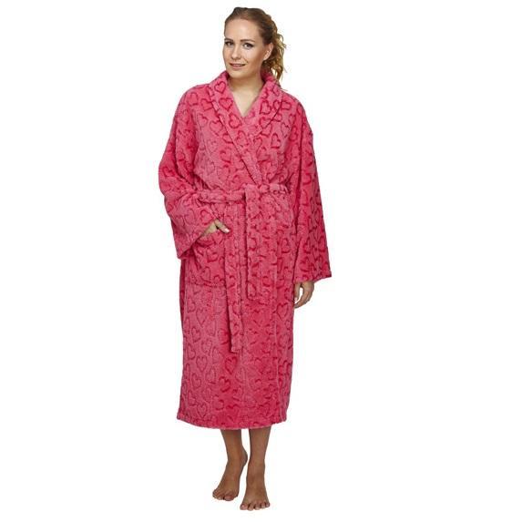 Heart Design Plush Fleece Womens Bathrobe-Bathrobe-ARUS-Top Notch Gift Shop