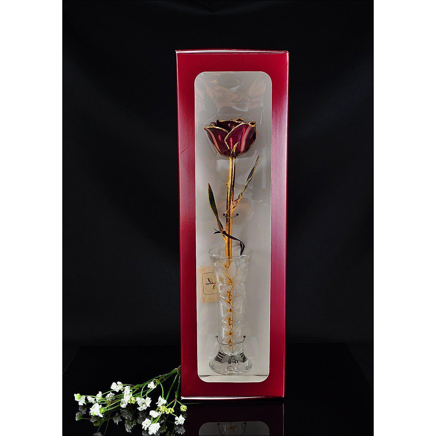 24K Gold Tipped Abracadabra Rose with Crystal Vase-Gold Trimmed Rose-The Rose Lady-Top Notch Gift Shop