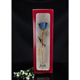 24K Gold Tipped Blue Rose with Crystal Vase-Gold Trimmed Rose-The Rose Lady-Top Notch Gift Shop
