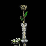 24K Gold Tipped Leopard Rose with Crystal Vase-Gold Trimmed Rose-The Rose Lady-Top Notch Gift Shop
