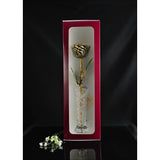 24K Gold Tipped Zebra Rose with Crystal Vase-Gold Trimmed Rose-The Rose Lady-Top Notch Gift Shop