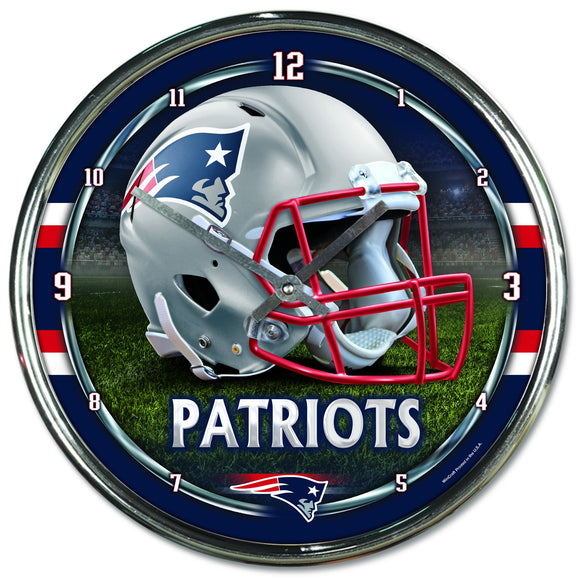 New England Patriots Chrome Plated Clock-Clock-Wincraft-Top Notch Gift Shop