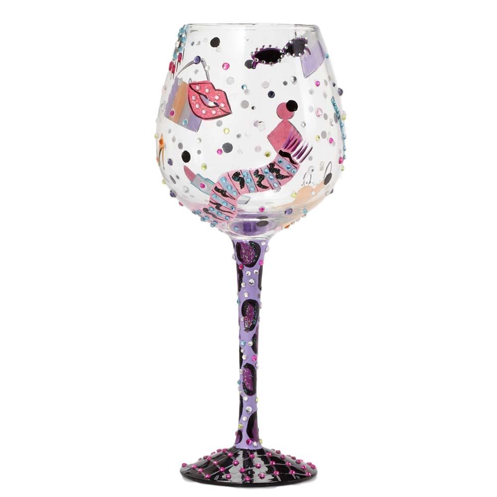 Shopaholic 3 Super Bling Wine Glass by Lolita®-Wine Glass-Designs by Lolita® (Enesco)-Top Notch Gift Shop