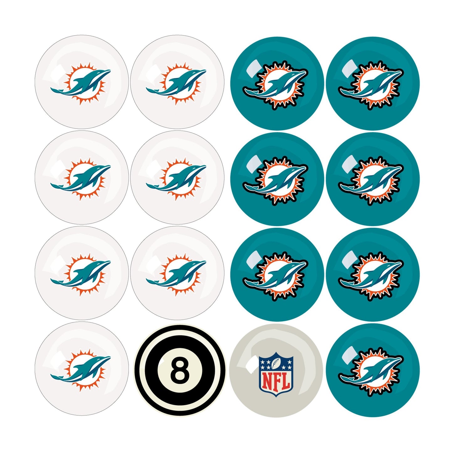 Miami Dolphins Home & Away Billiard Ball Set-Billiard Balls-Imperial International-Top Notch Gift Shop