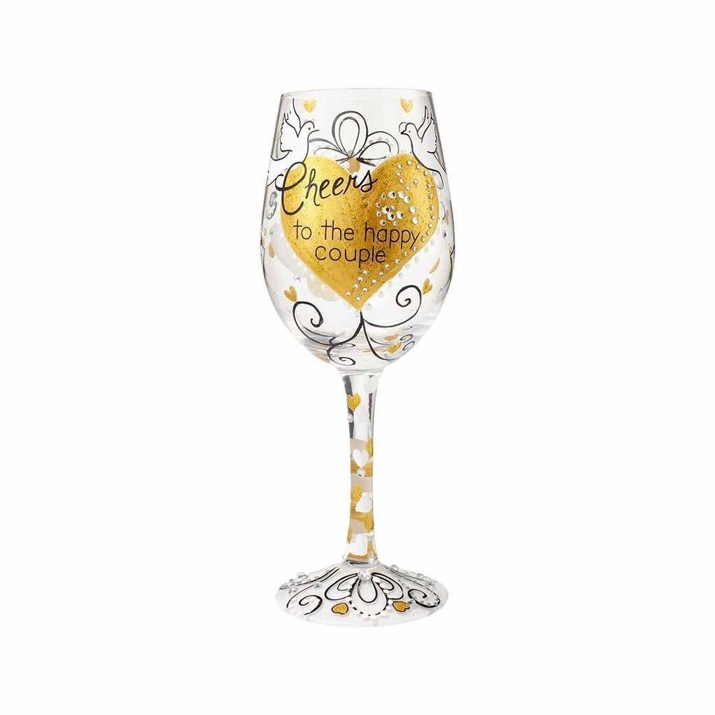 Cheers To The Happy Couple Wine Glass by Lolita®-Wine Glass-Designs by Lolita® (Enesco)-Top Notch Gift Shop