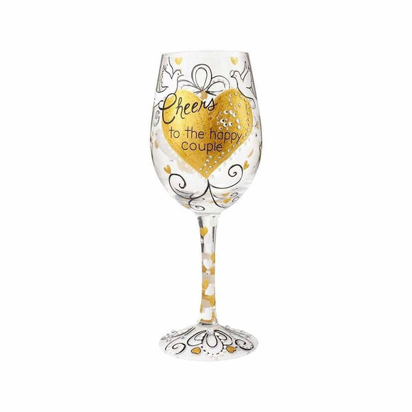 Cheers To The Happy Couple Wine Glass by Lolita®-Wine Glass-Designs by Lolita® (Enesco)-Top Notch Gift Shop