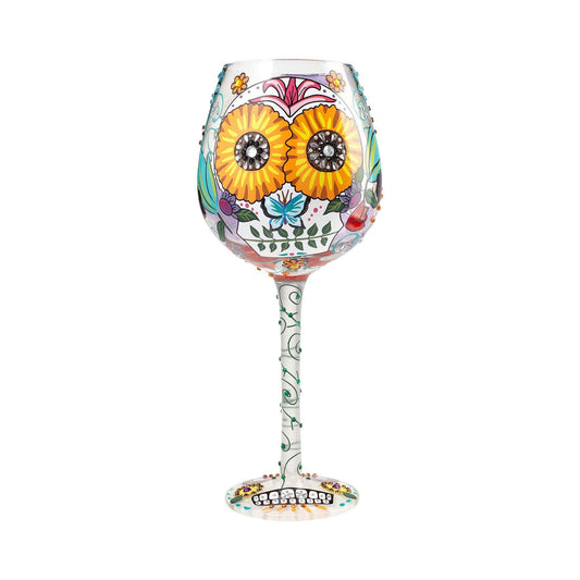 Sugar Skulls Two Super Bling Wine Glass by Lolita®-Wine Glass-Designs by Lolita® (Enesco)-Top Notch Gift Shop