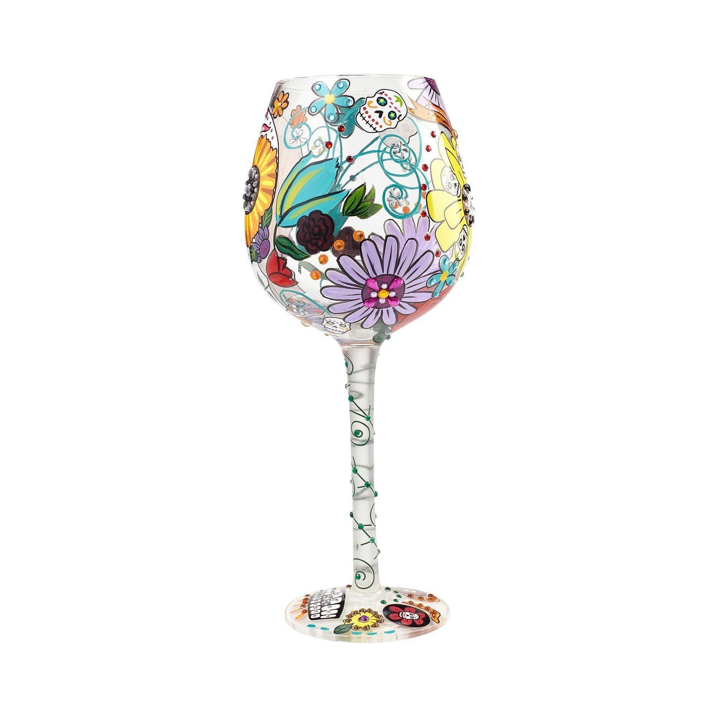 Sugar Skulls Two Super Bling Wine Glass by Lolita®-Wine Glass-Designs by Lolita® (Enesco)-Top Notch Gift Shop