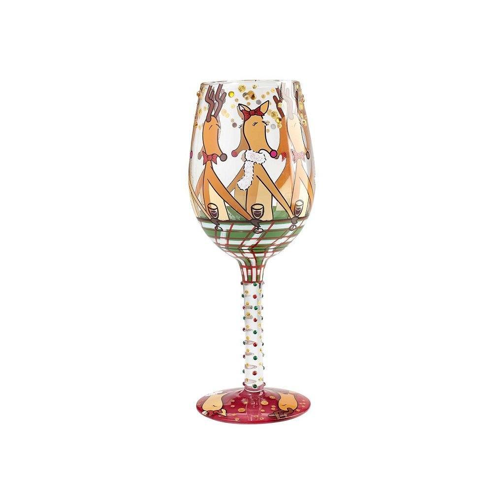 Reindeer Party Wine Glass by Lolita®-Wine Glass-Designs by Lolita® (Enesco)-Top Notch Gift Shop