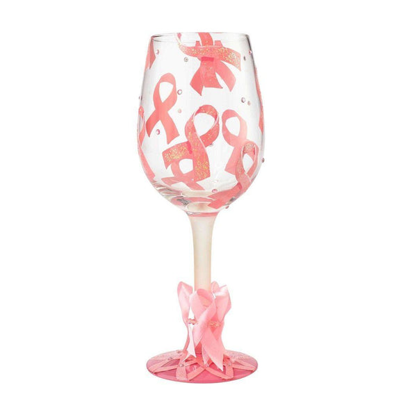 Pink Ribbon Wine Glass by Lolita®-Wine Glass-Designs by Lolita® (Enesco)-Top Notch Gift Shop