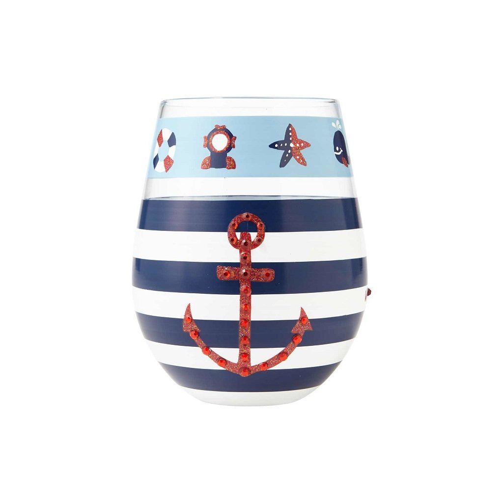 Maritime Stemless Wine Glass by Lolita®-Stemless Wine Glass-Designs by Lolita® (Enesco)-Top Notch Gift Shop