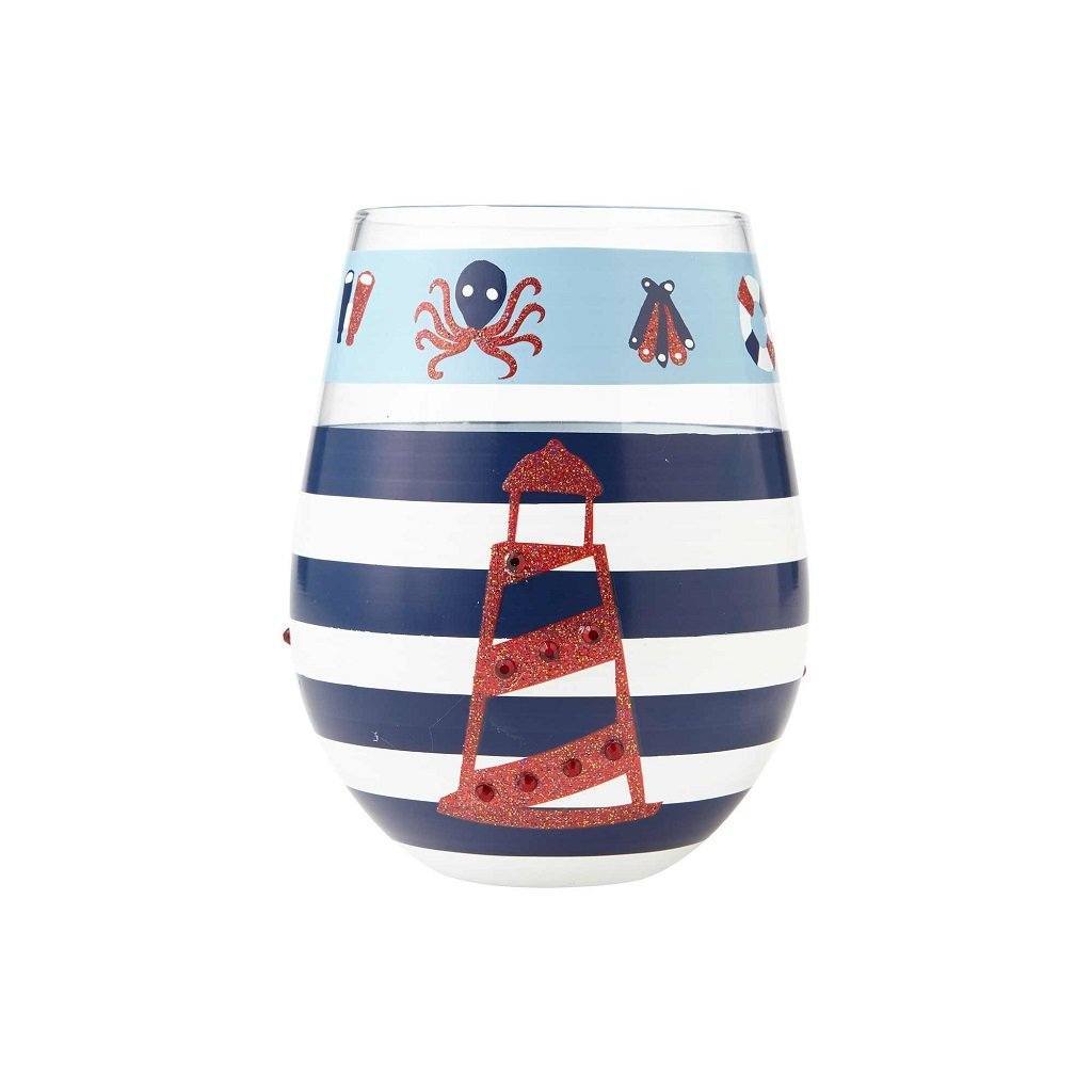 Maritime Stemless Wine Glass by Lolita®-Stemless Wine Glass-Designs by Lolita® (Enesco)-Top Notch Gift Shop