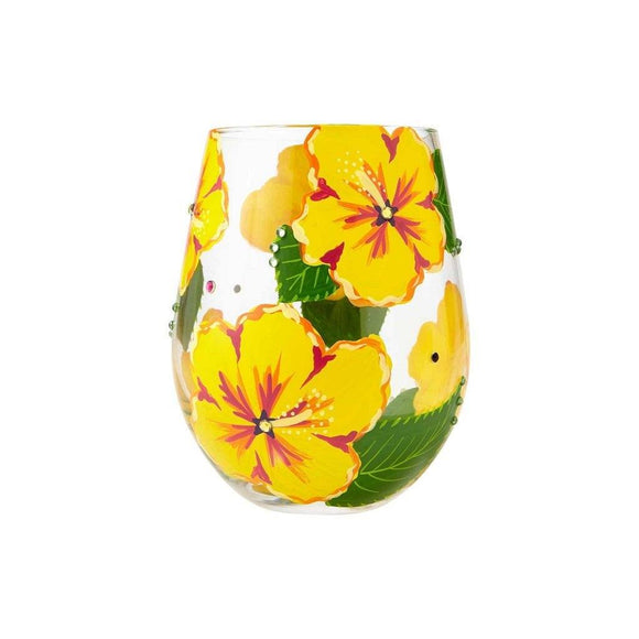 Hibiscus Stemless Wine Glass by Lolita®-Stemless Wine Glass-Designs by Lolita® (Enesco)-Top Notch Gift Shop