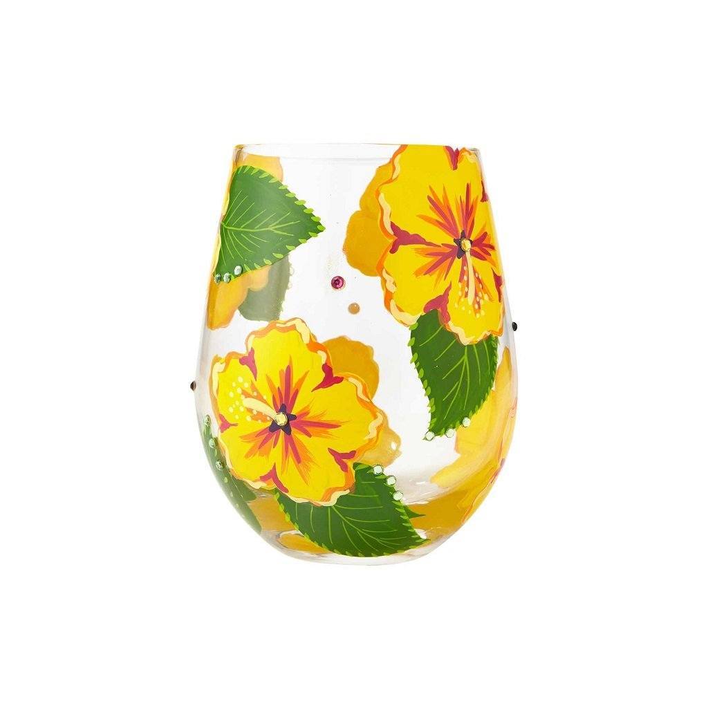 Hibiscus Stemless Wine Glass by Lolita®-Stemless Wine Glass-Designs by Lolita® (Enesco)-Top Notch Gift Shop