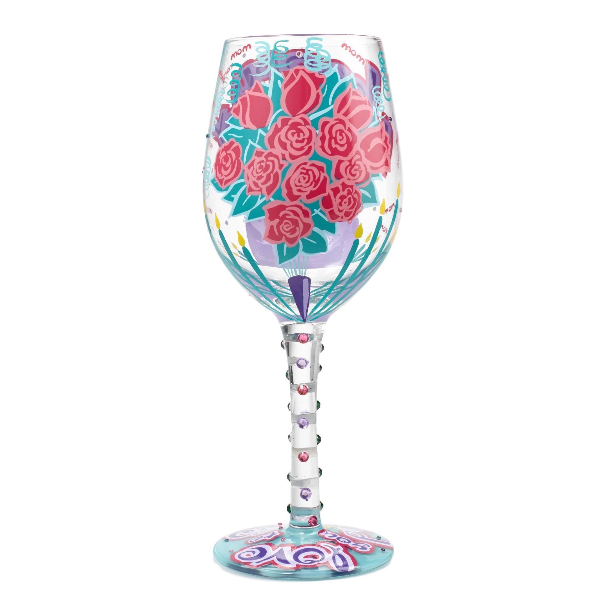 Happy Birthday Mom Wine Glass by Lolita®-Wine Glass-Designs by Lolita® (Enesco)-Top Notch Gift Shop