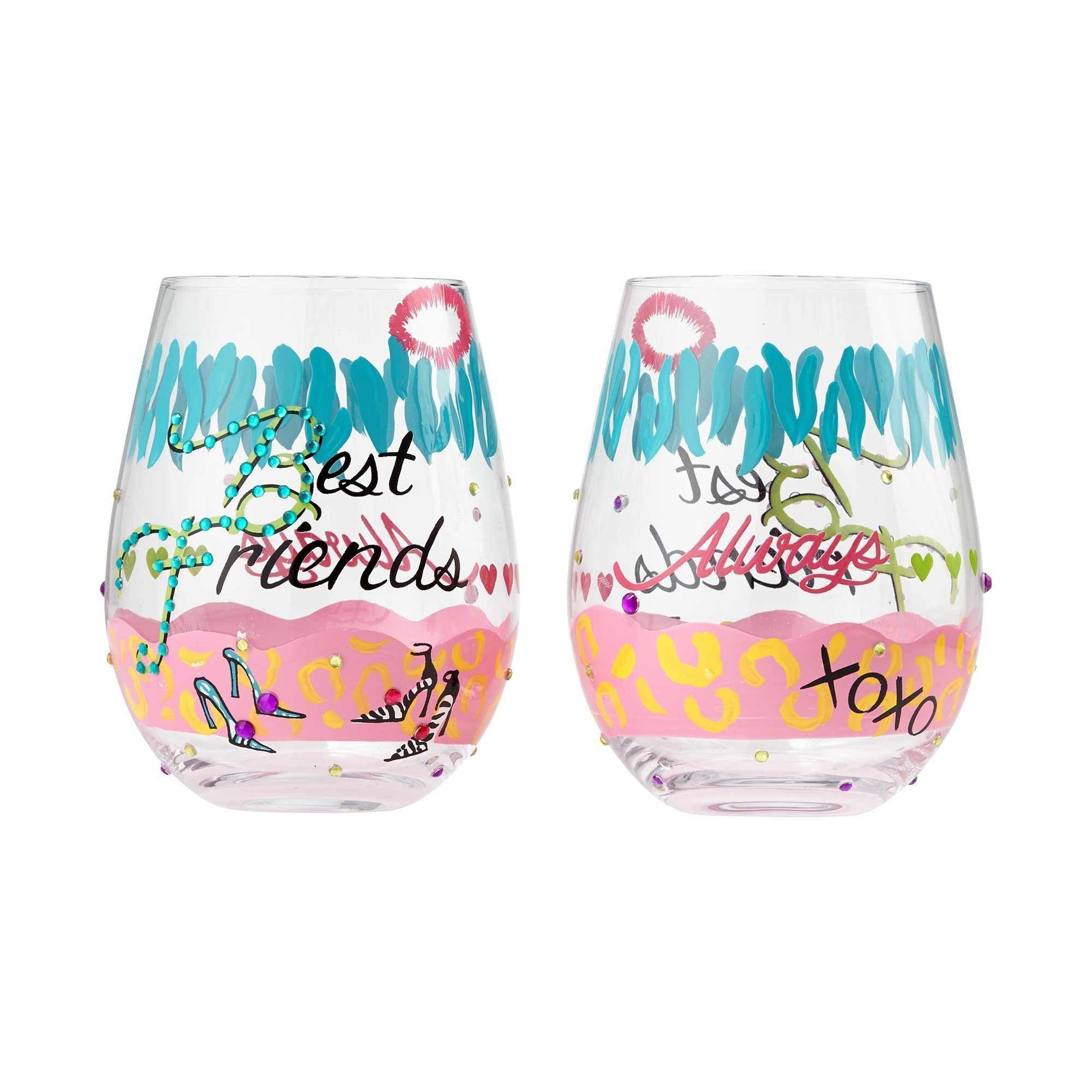 Best Friends Stemless Wine Glass by Lolita® - (Set of 2)-Stemless Wine Glass-Designs by Lolita® (Enesco)-Top Notch Gift Shop